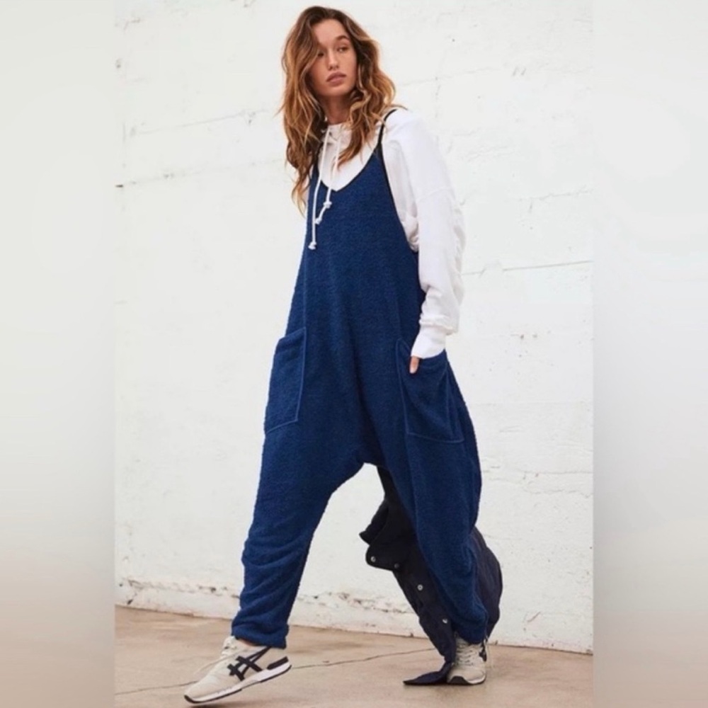 FP Movement by Free People Navy Blue Cozy Harem Jumpsuit Romper